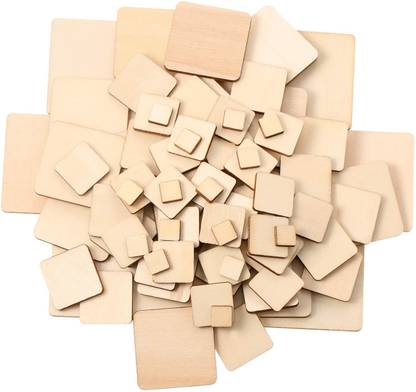 Whittlewud Pack of 250 Pieces Unfinished Squares Blank Wooden Pieces Wooden Square Cutouts Wood Slices in Different Sizes (50 pieces in 2 Inch/ 50mm) for DIY Arts Craft Project Supplies and Decoration Wooden Cut-outs