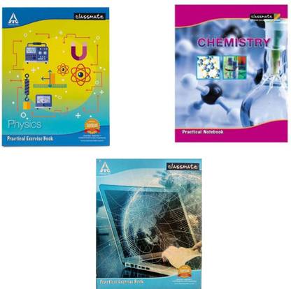 Classmate Practical Record Book Physics Chemistry Computer A4 Notebook One side Rule and One side plain 132 Pages