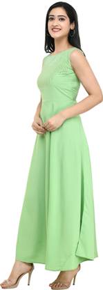 Women A-line Light Green Dress
