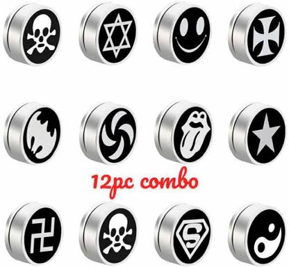 vien Magnetic Black Earring Clips Magnet Non Piercing Sky planet Earrings No Hole Fruit Bee Cat Funny Face Earrings Metal Magnetic Earring