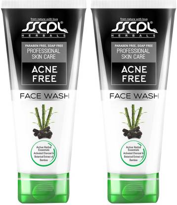 sscpl HERBALS Acne Free  Enriched with Activated Charcoal Bamboo Extract For Deep Cleansing and Acne-Prone & Oily Skin 2 X 100 G Face Wash