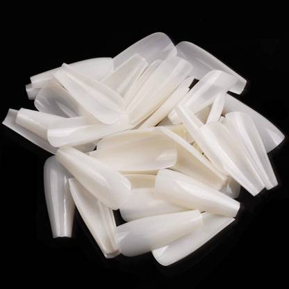 Little World 100 Professional Tip For Nail Extension, False Long Nails Tips Natural, Long Sharp Claw Artificial WHITE