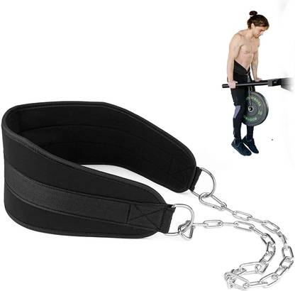 Futurekart Gym Training Back Pull Up Dipping Belt Body Building Weight Lifting Chain Black Weight Belt