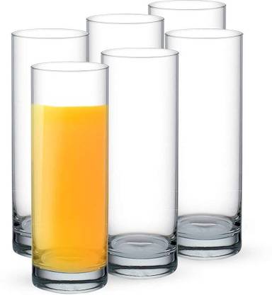 SHIPPLIER (Pack of 6) Highball Drinking Glasses, Lead Free Crystal Beautiful Designed Tumblers for Water, Juice, Wine, Beer and Cocktails Glass Set Water/Juice Glass