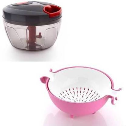 JAXON Combo of Rice And Vegetables Straine And Quick Chopper Multi Color ( Randomly ). Kitchen Tool Set Kitchen Tool Set