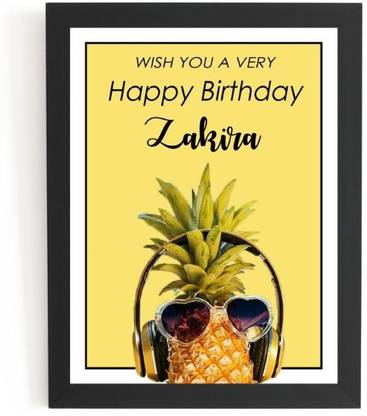Beautum Happy Birthday Zakira Name Printed Unique Digital Reprint 13 inch x 9 inch Painting