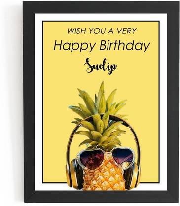 Beautum Happy Birthday Sudip Name Printed Unique Digital Reprint 13 inch x 9 inch Painting