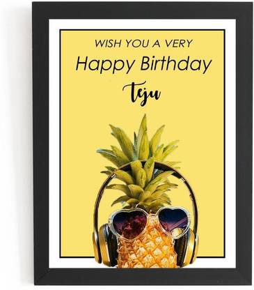 Beautum Happy Birthday Teju Name Printed Unique Digital Reprint 13 inch x 9 inch Painting