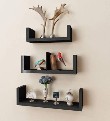 wall1ders Floating Hanging Rack Display Shelf Home Decor Items and Storage Organizer MDF (Medium Density Fiber) Wall Shelf