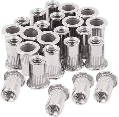 GSK Cut 50 Pcs Zinc Plated M8 Flat Head Metric Threaded Rivetnut Insert Nut insert Rivet Nut Kit Rivet
