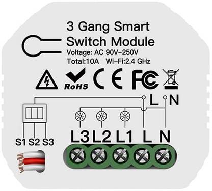 Auslese DIY Smart WiFi Circuit Breaker Switch APP Control Compatible with Alexa Home IFTTT (3 Gang- 2 Way))