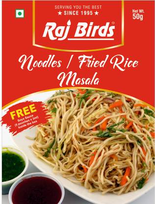 Raj Birds Noodles / Fried Rice Masala ( FREE Soya Sauce 5 pouches x 3ml Inside the box)