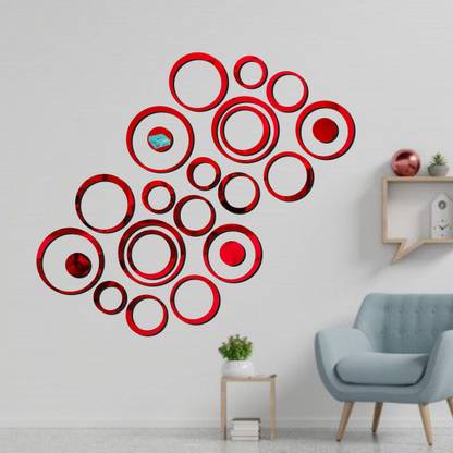 BEST DECOR 12.7 cm 24 Rings and dots Red -656 Self Adhesive Sticker