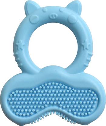 LuvLap Silicone Baby Teether with Bristles, Teething Toy for Infants and Babies, 100% Food Grade Silicone, Blue Teether