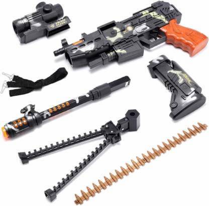 JAMEN BORO Gun Toys for Boys Combat Military Mission Machine Gun Toy with LED Flashing Lights and Sound Effects for Kids Playing Darts & Plastic Bullets (Multicolor) Guns & Darts