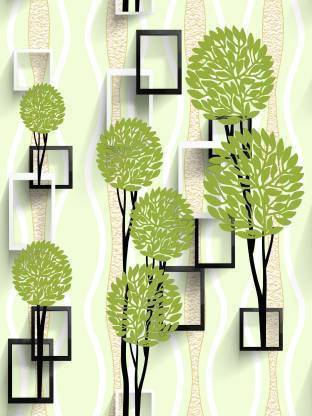 CRIMSON DECORS Vinyl Decorative Green, Multicolor Wallpaper