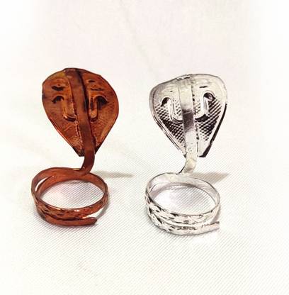 Ayodhya Bhakti Pair of Naag Nagin for Pooja !! Nag Devta !! Silver Naag for Shivling !! Nag Naagin Joda !! Snake Pair for Kal Sarp Dosha !! 2 Pic (Copper Nag- Silver Nagin)!! Sheshnaag Statue for Home Temple Copper Yantra