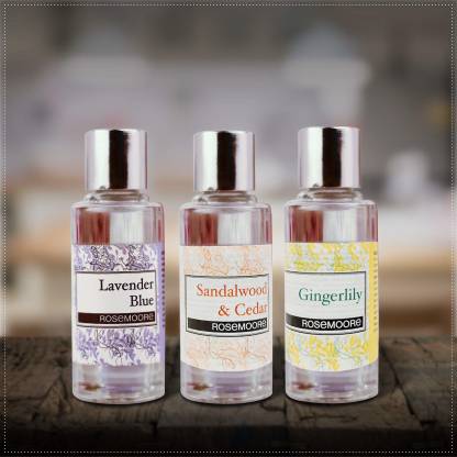 ROSeMOORe Aroma Diffuser Oil/Scented oil/Fragrance oil (Pack of 3, Sandalwood & Cedar | Gingerlily | Lavender Blue- 15ml each) Aroma Oil
