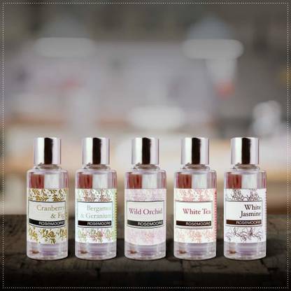 ROSeMOORe Aroma Diffuser Oil/Scented oil/Fragrance oil (Pack of 5, Cranberry & Fig | White Jasmine | White Tea | Bergamot & Geranium | Wild Orchid - 15ml each) Aroma Oil 4231