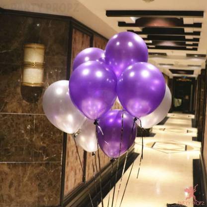 AKVISH Solid Combo Of Purple and Silver Balloons 100 Pcs for Party, Birthday, Celebration Balloon