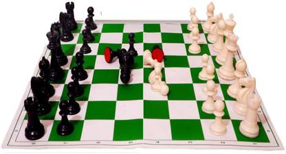 FitFlex 17" *17" -FOLDABLE CHESS GAME WITH SOLID PLASTIC PIECES AND QUALITY CARRY BAG 43 cm शतरंज बोर्ड