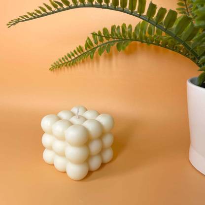 SAPI'S Cloud Bubble Cube Candle, Vanilla Scented, 100% Soy Wax,(Black,white) Candle