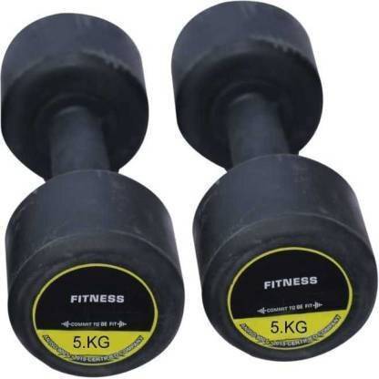 Sportsistic Sports Pair of 5Kg X 2 Exclusive Quality Rubber Dumbbell (10 kg) Fixed Weight Dumbbell
