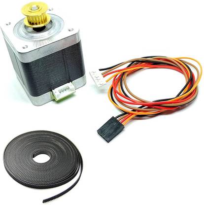 INVENTO 1Pcs Nema 17 5 Kg-cm Bipolar Stepper Motor with inbuilt 20 teeth GT2 Pulley + 2mtr GT2 Belt for CNC Robotics 3D Printer Automotive Electronic Hobby Kit