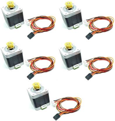 INVENTO 5Pcs Nema 17 5 Kg-cm Bipolar Stepper Motor with inbuilt 20 teeth GT2 Pulley Automotive Electronic Hobby Kit