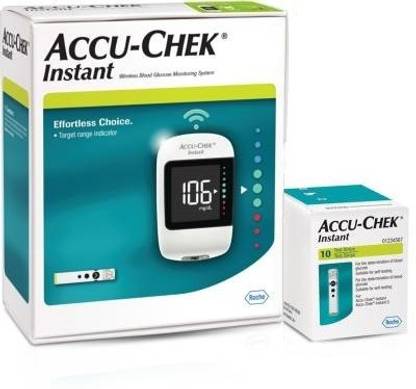 ACCU-CHEK Instant Wireless Bluetooth Blood Sugar Glucose check machine with 10 Test Strips Glucometer