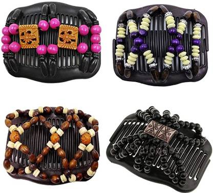sannidhi 4 Pieces Beads Hair Combs Magic Beads Double Hair Comb Clip Multifunction Hair Double Clips Hair Holder for DIY Hair Styling Tool Hair Clip