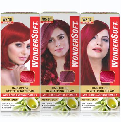 Wondersoft Bright Red,Garnet Red & Intense Red Hair Color Combo (Pack-3) , Multicolor