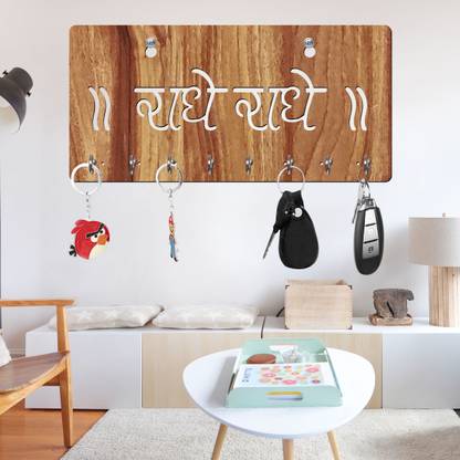 Yami Radhe Radhe Name Beautiful Design Mask Holder Wood Key Holder