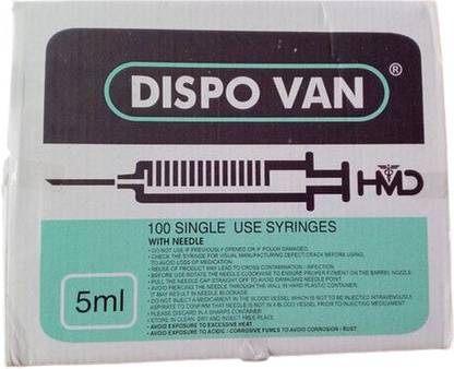 DISPOVAN HINDUSTAN SINGLE USE SYRINGE IN ( 5ML X 50PICS. ) Medical Needle