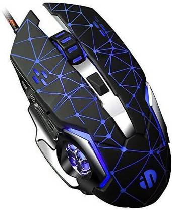 INPHIC Silent Click Mouse, Wired Gaming Mouse with 6 Macro Programmable Button, USB Optical PC Laptop Computer Ergonomic Quiet Mice, 4800DPI , 7 RGB Breathing LED Backlit Wireless Ambidextrous Optical  Gaming Mouse