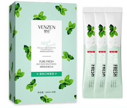 Venzen Refreshing Mouthwash Sachet with Mint Cool Mouthwash 20 Strips Pack - Mint