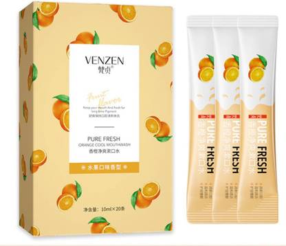 Venzen Refreshing Mouthwash Sachet with Orange Cool Mouthwash 20 Strips Pack - Orange