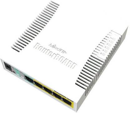 MikroTik 5x Gigabit PoE out Ethernet Smart Switch, SFP cage, plastic case, SwOS 5 Ports 1000 Smart Network Switch