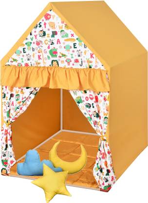 Play House Kids Flaxen Hut Shape Blue Kids Tent House Mini Size with quilt and Cushion Set