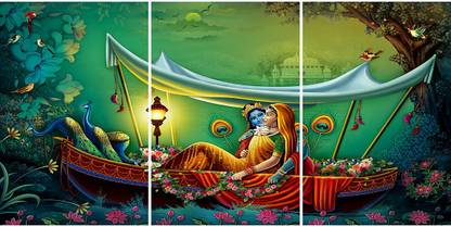 saf Beautiful lord Radha Krishna Wall décor Ink 18 inch x 36 inch Painting