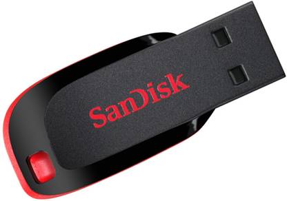 SanDisk Cruzer Blade USB 2.0 32 GB Flash Pen Drive (Black, Red) 32 GB Pen Drive Compatible with Laptop, Desktop Computer USB 2.0 Plastic Case
