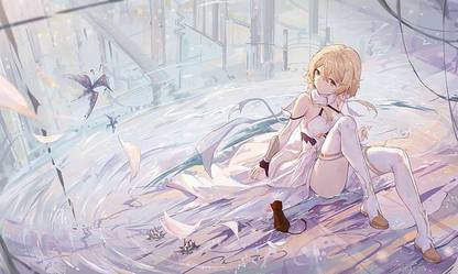 Anime Girls Genshin Impact Lumine Genshin Impact Yajuu Thigh High Boots Matte Finish Poster Paper Print