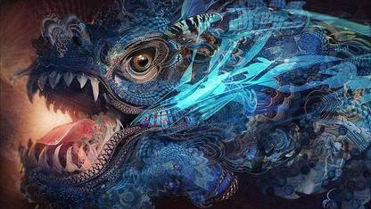 Psychedelic Dragon Abstract Trippy Matte Finish Poster Paper Print