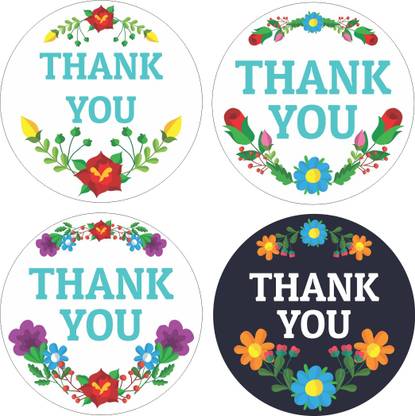 KREEPO 4.5 cm Artistic Designer Printed Thank You Sticker (1.5 inches) Self Adhesive Sticker