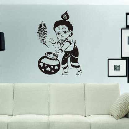 INDIA WALL STICKER 40 cm India Shri krishna wall sticker Removable Sticker