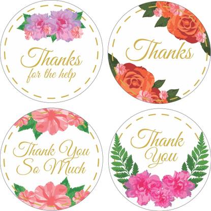 KREEPO 4.5 cm Artistic Designer Printed Thank You Sticker (1.5 inches) Self Adhesive Sticker