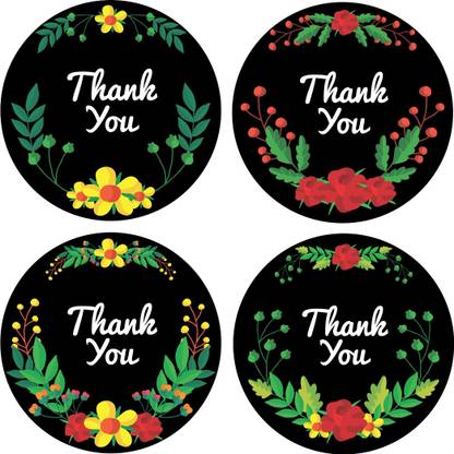 KREEPO 4.5 cm Artistic Designer Printed Thank You Sticker (1.5 inches) Self Adhesive Sticker