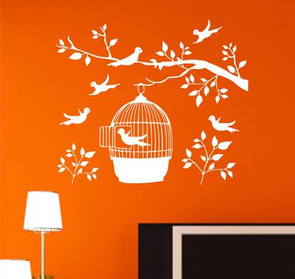 INDIA WALL STICKER 68 cm India Bird with cage Stickers And Wall Decal Self Adhesive Sticker