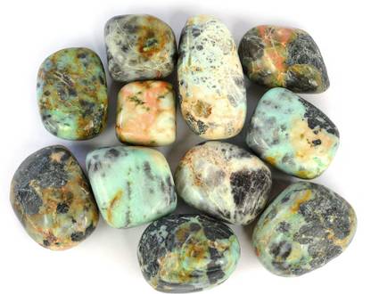 CRYSTU Natural Chrysoprase Tumble Stone. Charged By Reiki Grandmaster & Vastu Expert(25-50 GM Approx) Polished Asymmetrical Crystal Stone