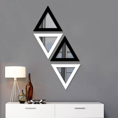 Painting Mantra Set of 4 triangle shape decorative mirror Pack of 4
